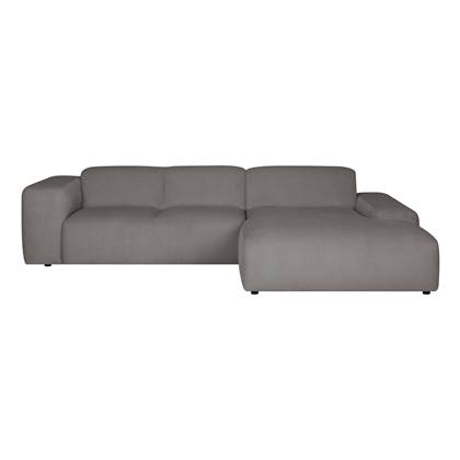 by fonQ Wonder 4-zits Hoekbank met Chaise Longue Rechts XL - Rib - Grijs