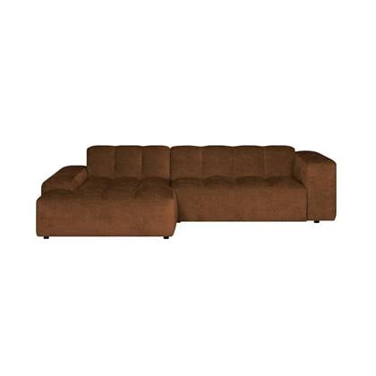 by fonQ Mumble Hoekbank met Chaise Longue Links - Chenille - Cognac Bruin