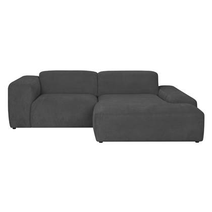 by fonQ Wonder 3-zits Hoekbank met Chaise Longue Rechts - Rib - Antraciet Grijs, Antraciet
