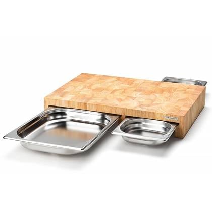 Continenta Snijplank met 3 inox laden Bruin