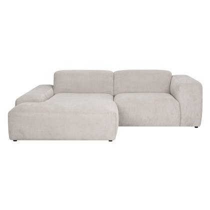 by fonQ Wonder 3-zits Hoekbank met Chaise Longue Links - Rib - Beige