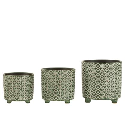 J-Line bloempot Bloem - keramiek - - large - Ø 16.5 cm Groen