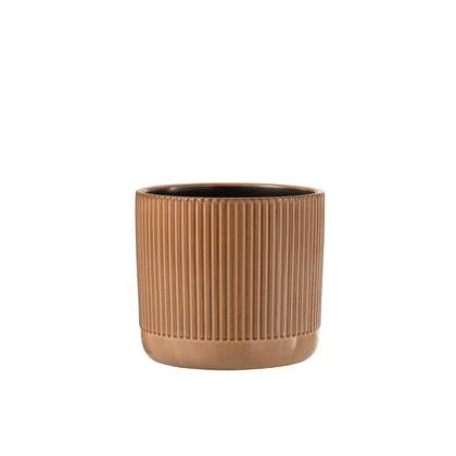J-Line bloempot Lijn - keramiek - |beige - large - Ø 17.5 cm Oranje