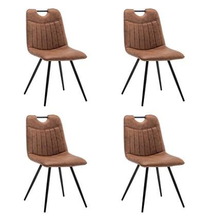 Furnihaus Eetkamerstoel Leon Microvezel Cognac Set van 4 Bruin