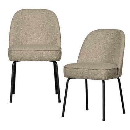 BePureHome Vogue Eetkamerstoelen - Bouclé - Beige - Set van 2