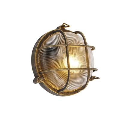 QAZQA Wand- en plafondlamp |messing rond IP44 - Noutica Goud