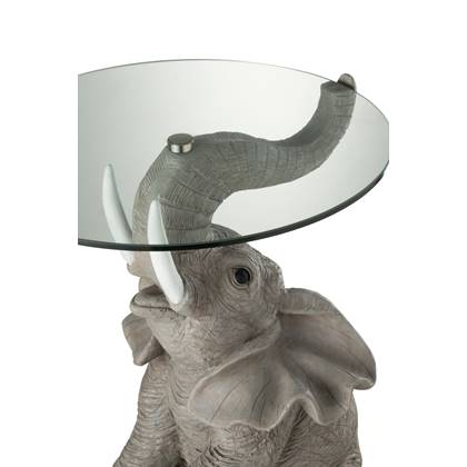 J-Line tafel Olifant - poly|glas - Grijs