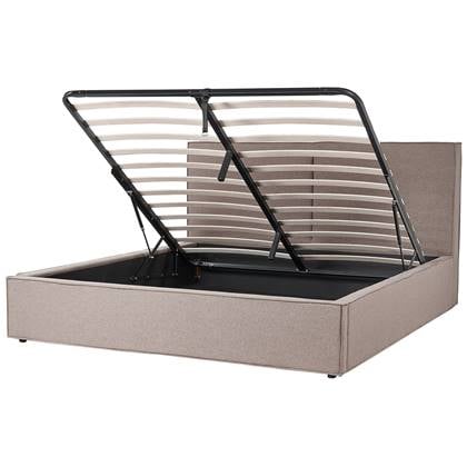 Beliani - MOISSAC - Bed - Taupe - 180 x 200 cm - Polyester Beige