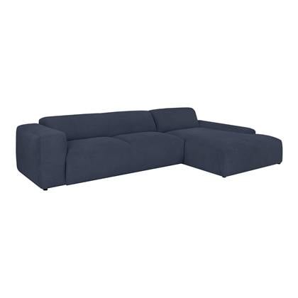 by fonQ Wonder 5-zits Hoekbank met Chaise Longue Rechts XL - Rib - Navy Blauw