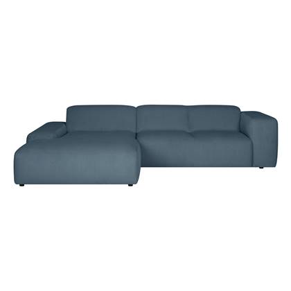 by fonQ Wonder 4-zits Hoekbank met Chaise Longue Links XL - Rib - Navy Blauw
