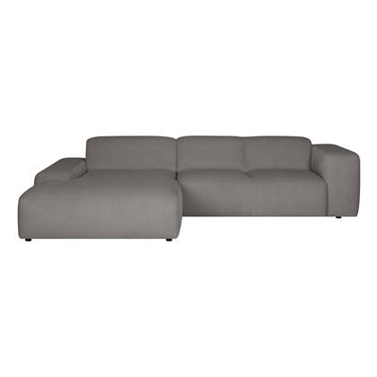 by fonQ Wonder 4-zits Hoekbank met Chaise Longue Links XL - Rib - Grijs
