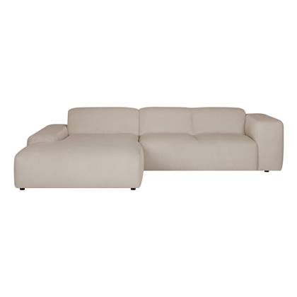 by fonQ Wonder 4-zits Hoekbank met Chaise Longue Links XL - Rib - Beige