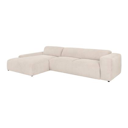 by fonQ Wonder 5-zits Hoekbank met Chaise Longue Links XL - Rib - Crème