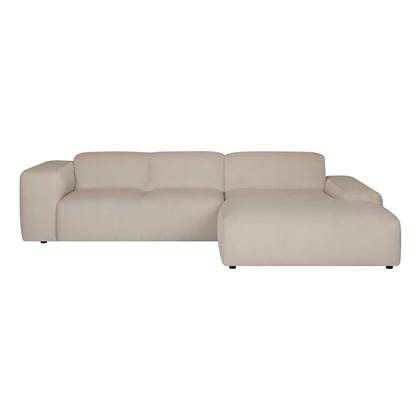 by fonQ Wonder 4-zits Hoekbank met Chaise Longue Rechts XL - Rib - Beige