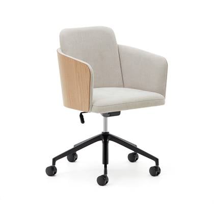 Kave Home - Madai-bureaustoel in beige chenille essenfineer met een