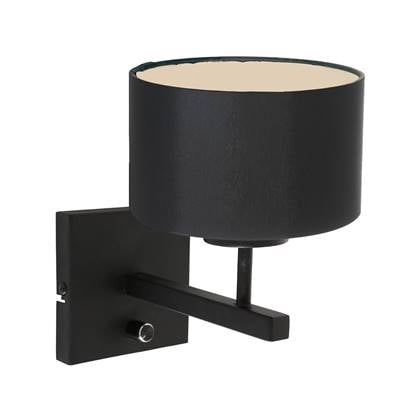 Steinhauer - wandlamp - Stang - zwart - metaal stof - bedlampje - E27 - 7200ZW afbeelding