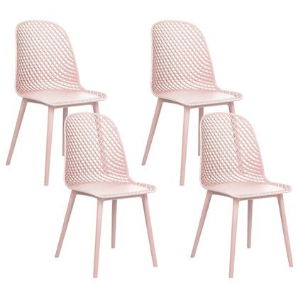 Beliani - EMORY - Eetkamerstoelen set 4 - Pastel - Synthetisch Roze