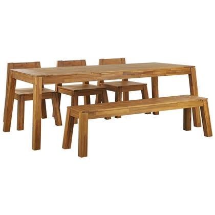 Beliani-LIVORNO -Tuinset voor 6 3 stoelen en bank-Lichthout-Acaciahout Bruin