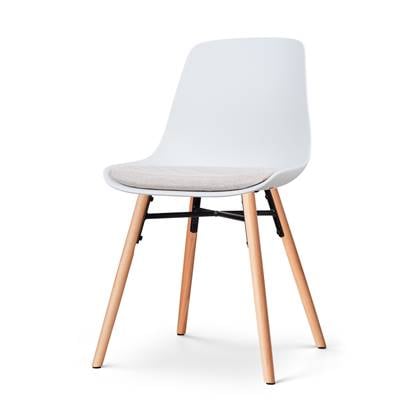 Nolon Nena-Liv Eetkamerstoel Wit - Beige Kussen - Houten Poten