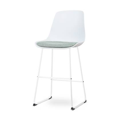 Nolon Nino-Liv Barkruk Wit - Zachtgroen Kussen - Wit Frame - 75 cm