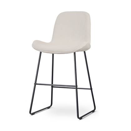 Nolon Nino-Fé Barkruk Ribstof Créme - Zwart Onderstel - 65 cm Beige