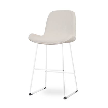 Nolon Nino-Fé Barkruk Ribstof Créme - Wit Onderstel - 75 cm Beige