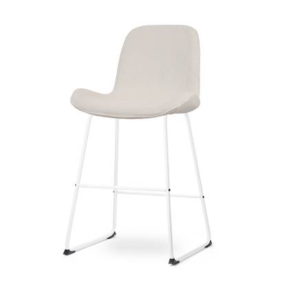 Nolon Nino-Fé Barkruk Ribstof Créme - Wit Onderstel - 65 cm Beige