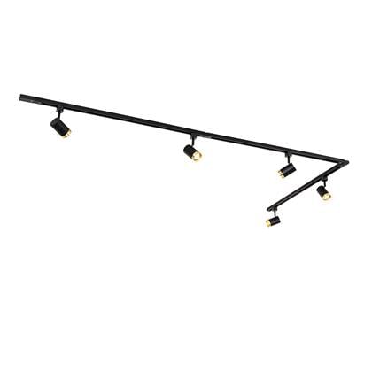 QAZQA Modern railsysteem met 5 spots goud 1-fase - Iconic Zwart