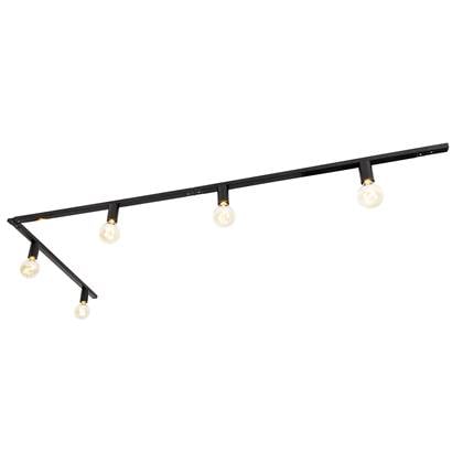 QAZQA Moderne 1-fase railsysteem 5-lichts incl. E27 fitting - Zwart