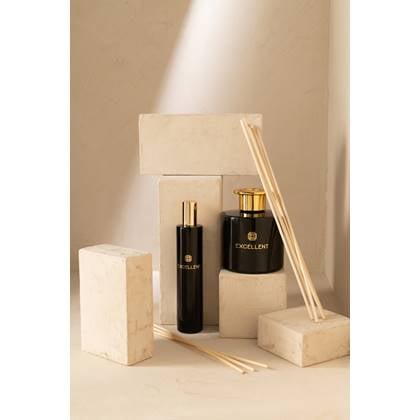 J-Line geurolie + stokjes Excellent - Siberia Fir - glas - Zwart
