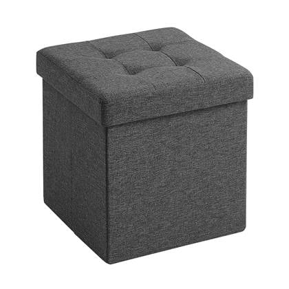 Poef - opvouwbaar - zonder poten - stof - 38 cm - donkergrijs