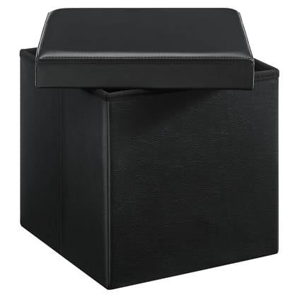 Poef - opvouwbaar - zonder poten - eco-leder - 38 cm - Zwart