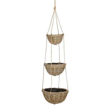 Mica Decorations Plantenbak Marcia - 40x40x150 cm - Rotan - Grijs