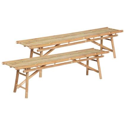 Beliani - TINDARI - Tuinbank set van 2 - Lichthout - Bamboe Bruin