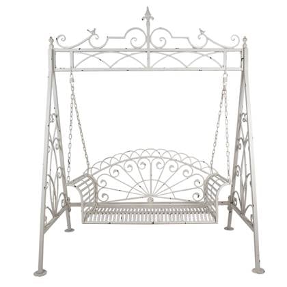 Clayre & Eef Schommelbank 173x96x213 cm Wit Metaal