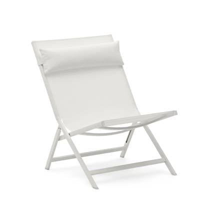 Kave Home - Canutells opvouwbare aluminium stoel met lichtgrijze Crème, Wit