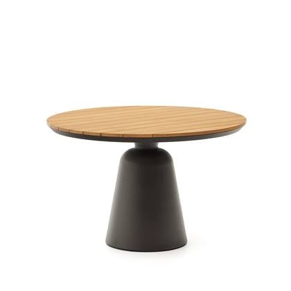 Kave Home - Ronde tuintafel Tudons van grijs afgewerkt aluminium en Grijs, Zwart