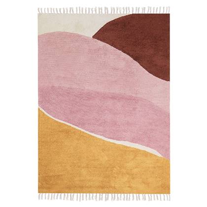 Beliani-XINALI-Vloerkleed-Meerkleurig|Roze-140 x 200 cm-Katoen