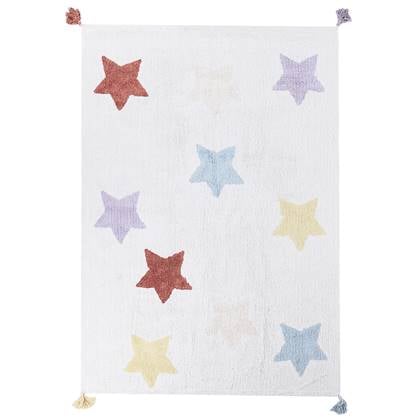 Beliani - MEREVI - Vloerkleed - Gebroken wit - 140 x 200 cm - Katoen Multicolor