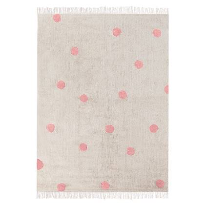 Beliani - DARDERE - Vloerkleed - Beige|Roze - 140 x 200 - Katoen