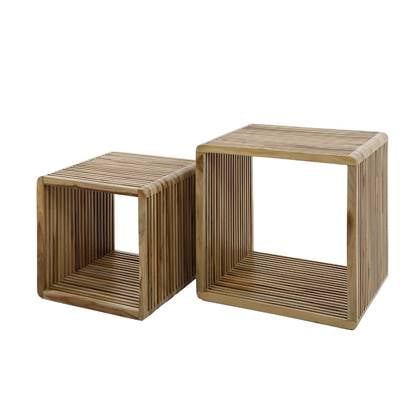 Giga Meubel - Salontafel Naturel Teakhout - Set Van 2 - 50x40x50cm Bruin