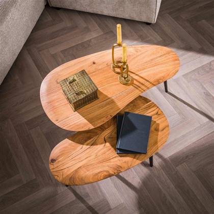 Giga Meubel - Salontafel Organisch - Acaciahout - Set Van 2 - 90x50x40cm Bruin