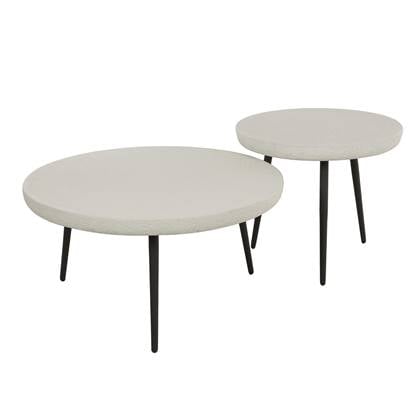 Giga Meubel - Salontafel Rond - Beige Composiet - Set Van 2 - 70x70x35cm Wit