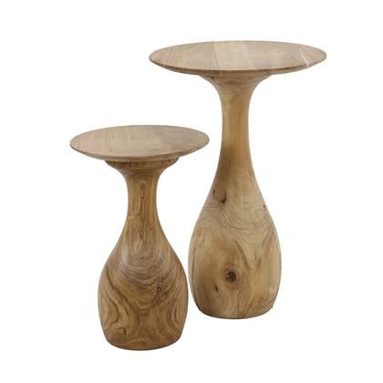 Giga Meubel - Bijzettafel Naturel Acaciahout - Set Van 2 - 40x40x45cm Bruin