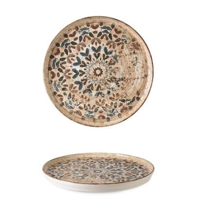 Rinart Platte Bord - Aztec - Porselein - 20 cm - set van 6