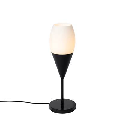 QAZQA Moderne tafellamp zwart met opaal glas - Drop Wit