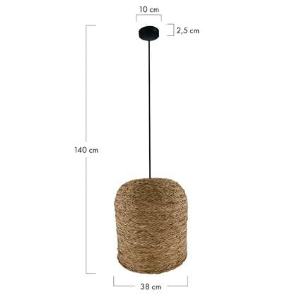 DKNC - Hanglamp Rineen - Zeegras - 38x38x40cm - Bruin Beige