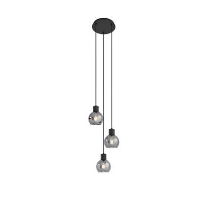 QAZQA vidro - Art Deco Hanglamp - 3 lichts - Ø 22 cm - Grijs - Woonkamer | Slaapkamer | Keuken