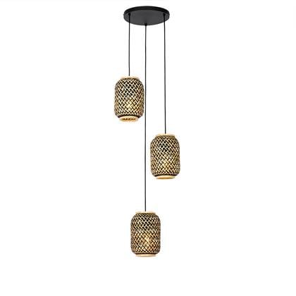 QAZQA yvonne - Oosterse Hanglamp - 3 lichts - Ø 41 cm - Zwart - Woonkamer | Slaapkamer | Keuken