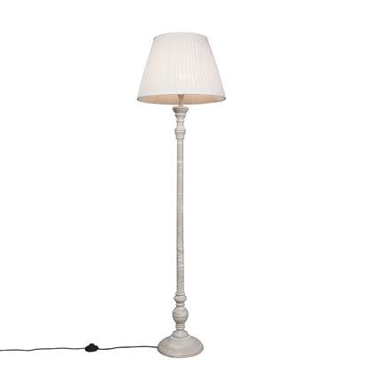 QAZQA Classico - Retro Dimbare Smart Vloerlamp | Staande Lamp met kap incl. wifi met Dimmer - 1 lichts - H 160 cm - Crème - Woonkamer | Slaapkamer | Keuken